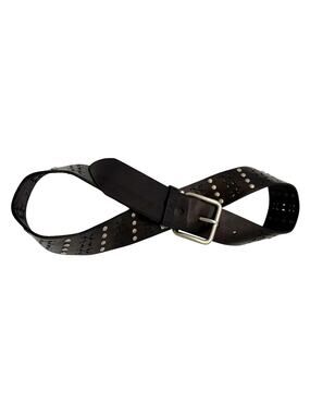 Calvin Klein CK Jeans Studded Laser-cut Leather Belt Brown Size M Western Boho